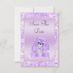 Reserve A Data Cute Lilac Bunny Save The Date Chã de Bebê