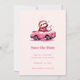 Reserve A Data Cute Sloth in a Pink Convertible