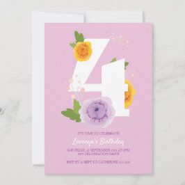 Reserve A Data Cute Watercolor Floral Kids 4º Festa de Aniversári