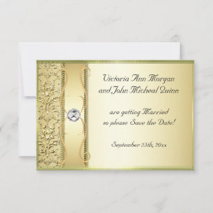 Reserve A Data D2 Dourado no Dourado Damask Save the Date Card (S