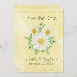 Reserve A Data Daisies White Yellow Floral Typografia Save