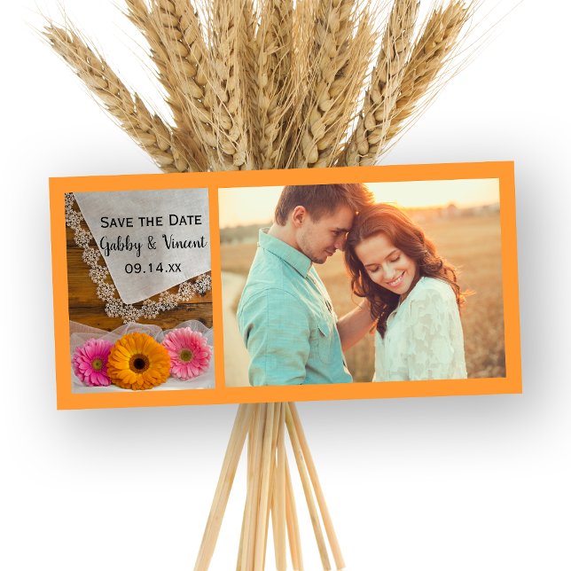 Reserve A Data Daisy Trio e Lace Country Casamento Salvem a Data (Criador carregado)