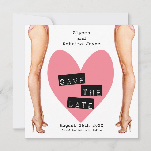 Reserve A Data Damas Pernas Lésbicas Salvar a Data (Frente)