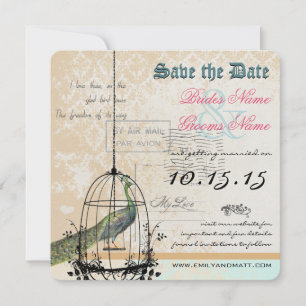 Reserve A Data Damask Peacock Bird Cage Weding Date (Casamento de
