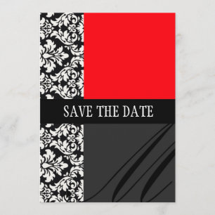 Reserve A Data Damask Red Save The Date Card