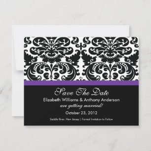 Reserve A Data Damask Save The Date Announment EggPlant (Salvar A