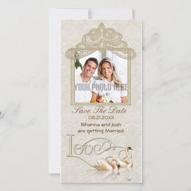 Reserve A Data Damask Swan Elegance - Salve a data (Frente)