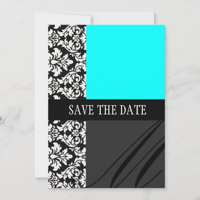 Reserve A Data Damask Turquoise Salve A Placa Date (Frente)