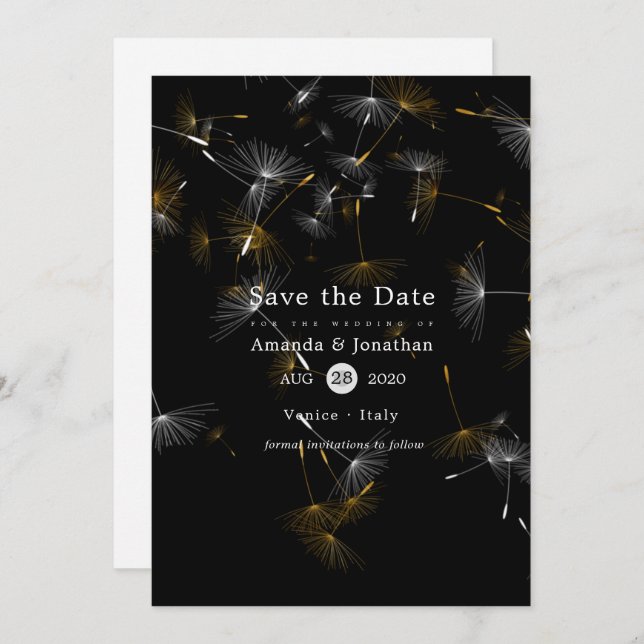 Reserve A Data Dandelion Confetti Wedding (Frente/Verso)