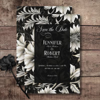 Dark Gothic Vintage Black & White Floral Damask