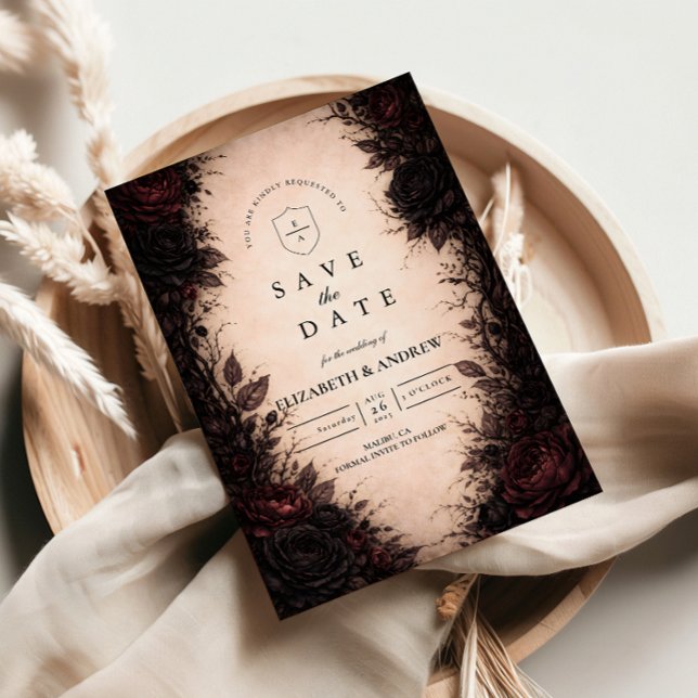 Reserve A Data Dark Rose Gothic Wedding (Criador carregado)