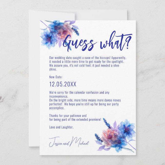 Reserve A Data 💍 Data de Alteração Engraçada Pastel Whispers Mea (Frente)