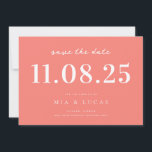 Reserve A Data Data De Casamento Chic Mínima Não Foto Salvar A Da<br><div class="desc">Personalize este casamento mínimo de design de chic,  salve a data com todos os seus detalhes em cor rosa-coral.</div>