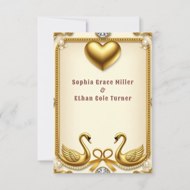 Reserve A Data Data de Casamento em Ouro Salve o Momento Design � (Frente)