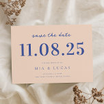 Reserve A Data Data Mínima de Casamento de Chic Azul Peach Não Fo<br><div class="desc">Personalize este casamento mínimo de design de chic,  salve a data com todos os seus detalhes.</div>