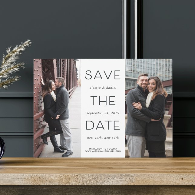 Reserve A Data Declaração Simples | Duas fotos salvam a data (Criador carregado)