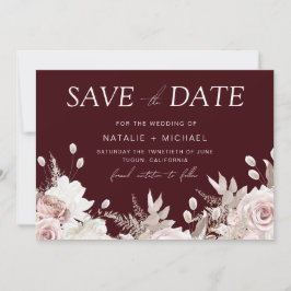 Reserve A Data Deep Burgundy Blush Boho Floral Wedding