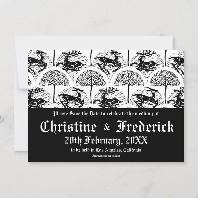 Reserve A Data Deer e Árvores Medievais, salve a data (Frente)