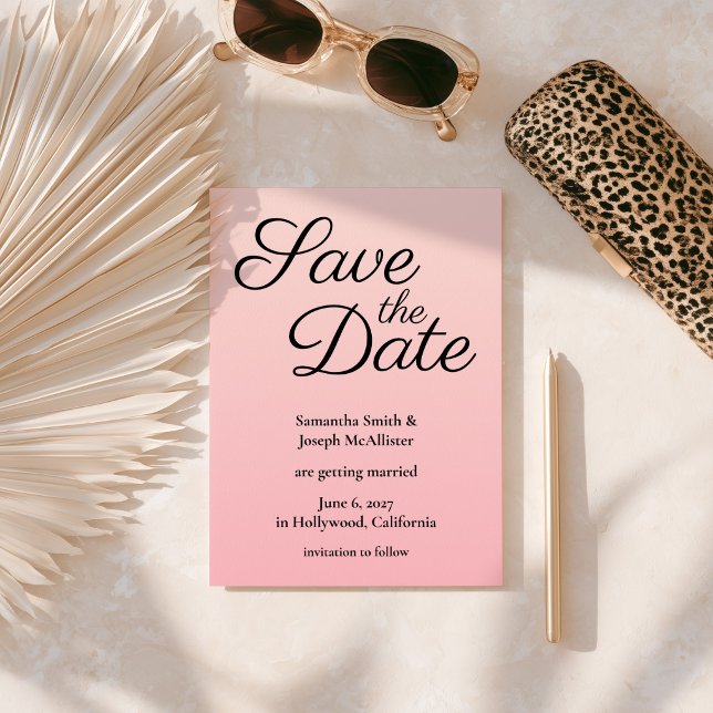 Reserve A Data Degrade de Rosa Corado (Pink Blush Ombre Save The Date)