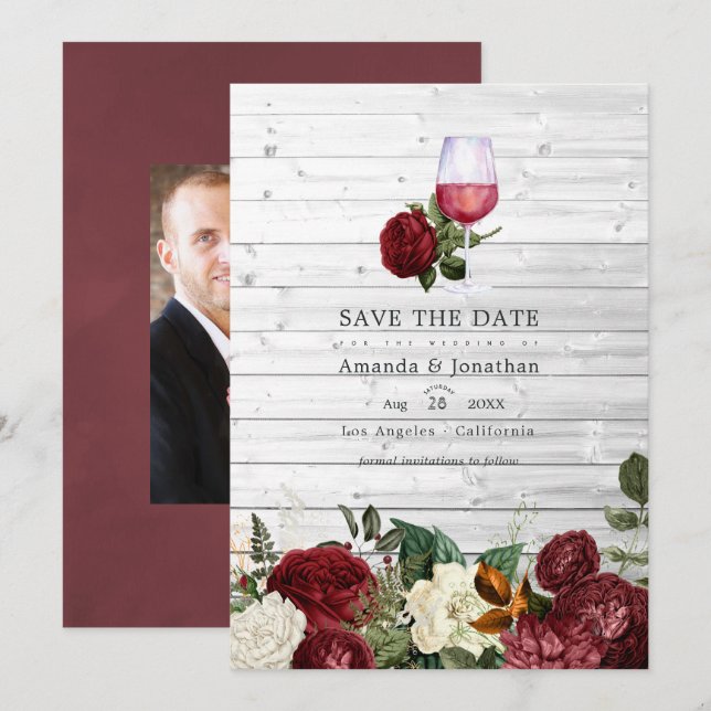 Reserve A Data Degustação de vinho floral Borgonha casamento foto (Frente/Verso)