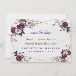 Reserve A Data Delicadas Flores de Peônia Rosa Roxo Dourado Casam