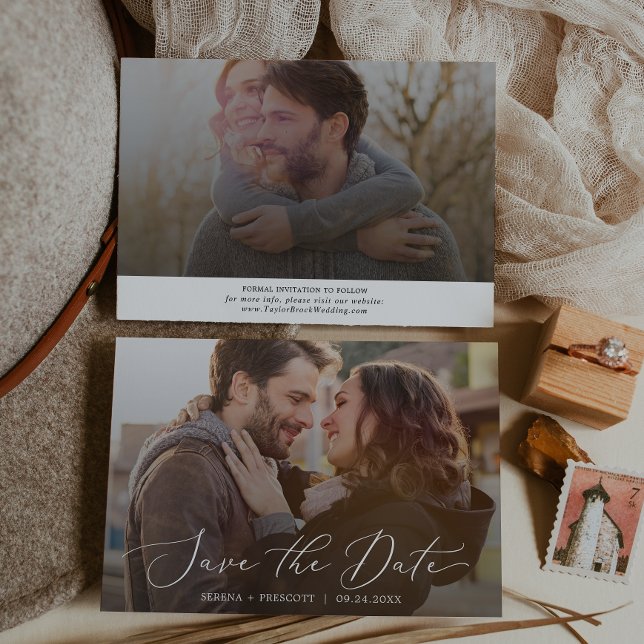 Reserve A Data Delicar Caligrafia Sobreposição de Fotos Horizonta (Criador carregado)