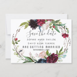 Reserve A Data Delicate Burgundy Blue Floral Wreath Salvar a Data