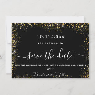 Reserve A Data Derrame de ouro negro de casamento salvar a data