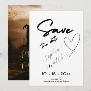 Reserve A Data Desenho à Mão Foto de Casamento Save The Date