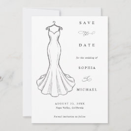 Reserve A Data Desenho Linear Vestido de Noiva Minimalista Save T