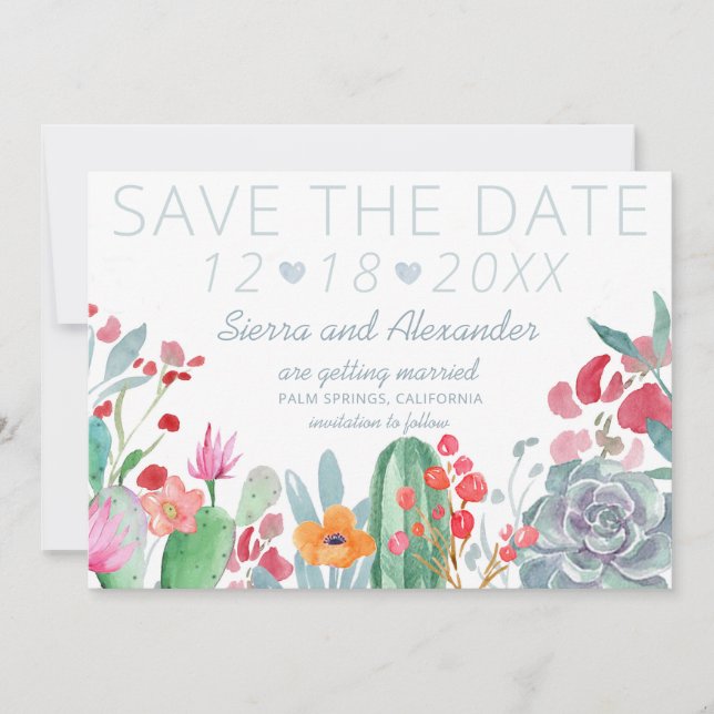 Reserve A Data Desert Dream | Boho Cactus Wildflower Wedding (Frente)