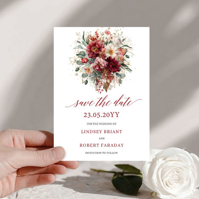 Reserve A Data Design Burgundy Outono Marsala Gold Save The Date (Burgundy Fall Marsala Gold Save The Date Design

)