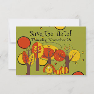 Reserve A Data Design de Ação de Graças Retro Vermelho, Amarelo e