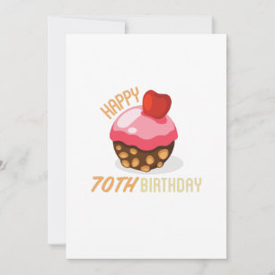 Reserve A Data Design de aniversário de 70 bonitinho com bolo de