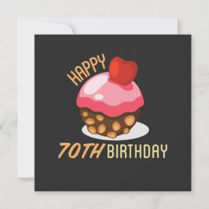 Reserve A Data Design de aniversário de 70 bonitinho com bolo de