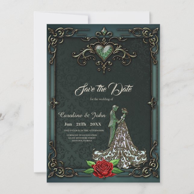 Reserve A Data Design de colheita elegante e romântica. (Frente)