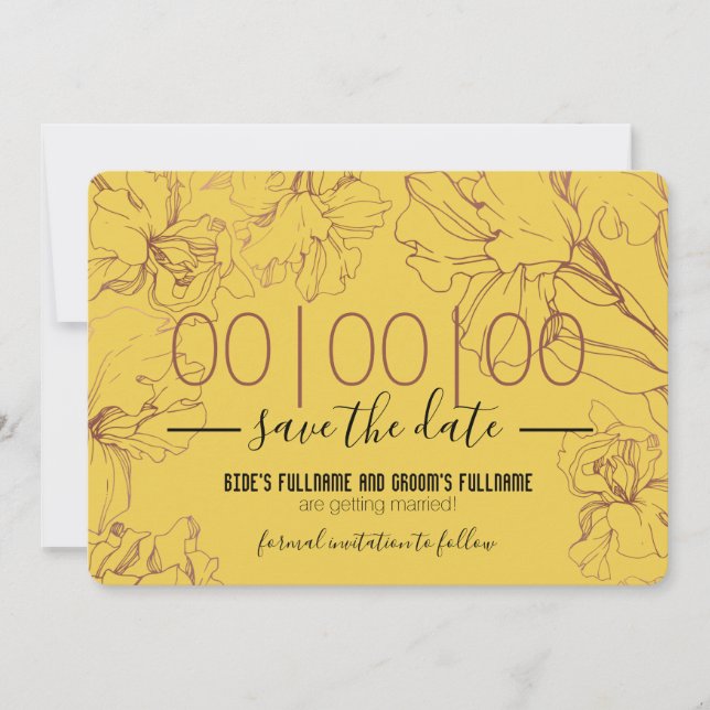 Reserve A Data Design Floral Outline no Casamento da Mostarda Ama (Frente)