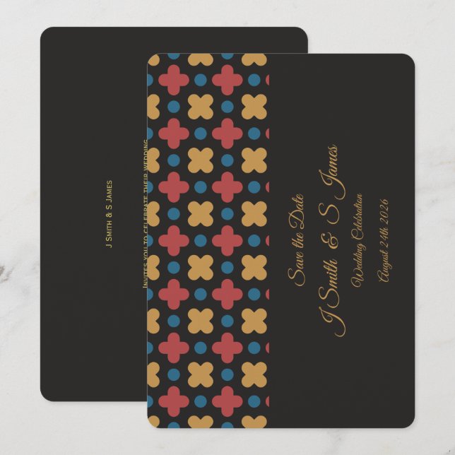 Reserve A Data Design Retro Modernizado para Save the Date (Frente/Verso)