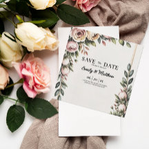 Designer Floral Cor-De-Rosa Elegante Salvar A Data