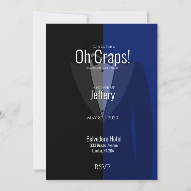 Reserve A Data Despedida de solteiro preto azul, salvar a data (Frente)