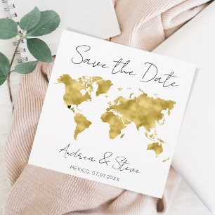 Reserve A Data Destination World Map movable hearts Save The Date
