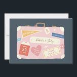 Reserve A Data Destino da Bagagem Salvar a Data<br><div class="desc">Um destino salve o cartão de data com personalizações de texto divertidas e ilustrações de uma bagagem cor-de-rosa.</div>