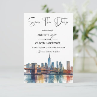 Reserve A Data Destino da Silhueta em Aquarela de Nova York