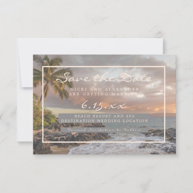 Reserve A Data Destino de Praia Salve Nossa Data Casamento Sem Fo (Frente)
