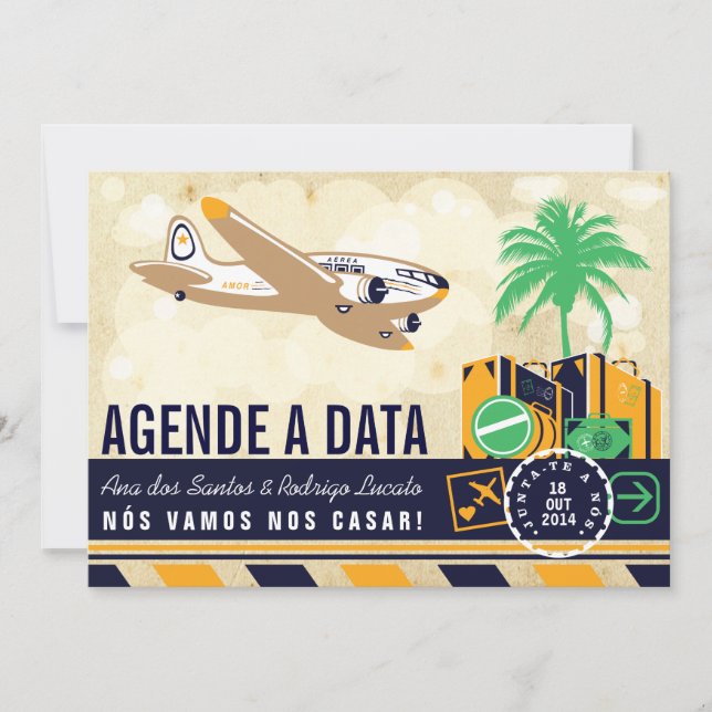 Reserve A Data Destino de Viagem Casamento Réservez la Date (Frente)