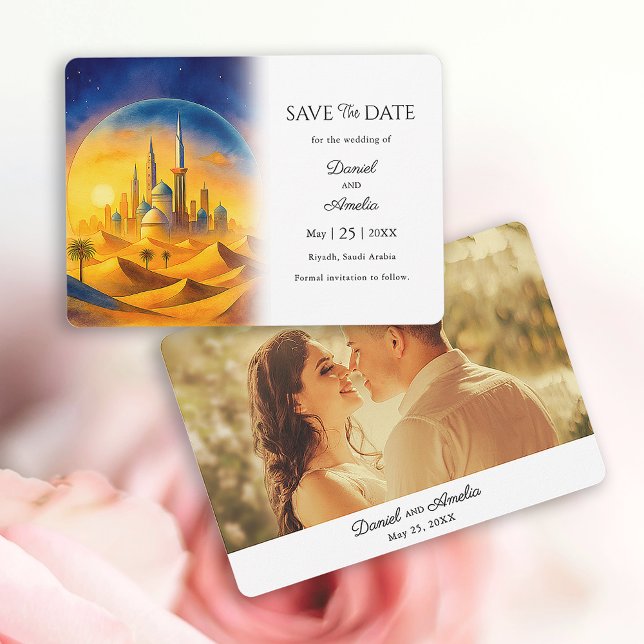 Reserve A Data Destino Personalizado da Arábia Saudita na Riade (Custom Riyadh  Destination Save The Date)