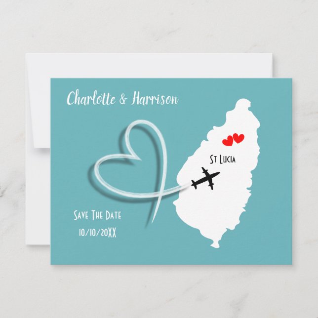 Reserve A Data Destinos de Casamento St Lucia Salve a Data (Frente)