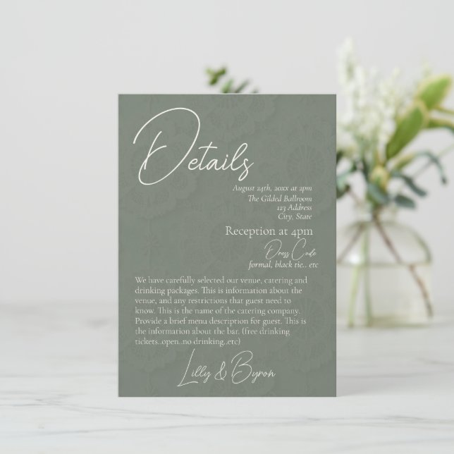 Reserve A Data DETALHES | Detalhes do Casamento (Em pé/Frente)