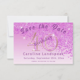 Reserve A Data Diminuição da brilho rosa para o aniversário de 40