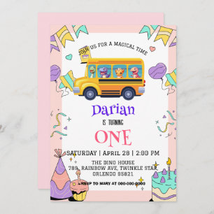 Reserve A Data Dinossauro engraçado de volta ao bolo de ônibus es